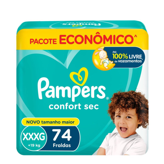 FRALDAS PAMPERS CONFORT SEC XXXG 74 UND