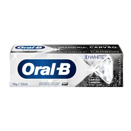 CREME DENTAL ORAL B 3D WHITE CARVAO MINERAL CLEAN 70G