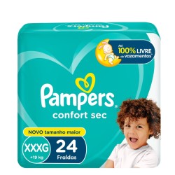 FRALDA PAMPERS CONFORT SEC SUPER XXXG C/24 UND