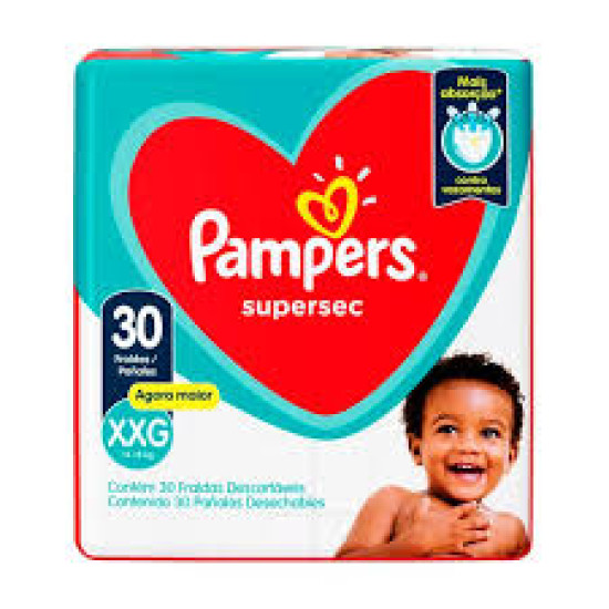 FRALDAS PAMPERS SUPERSEQUINHA MEGA XXG COM 30 UND