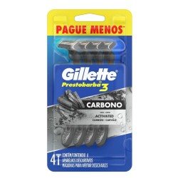 APARELHO DE BARBEAREAR GILLETTE MACH3 CARVAO ATIVADO C/4 UND
