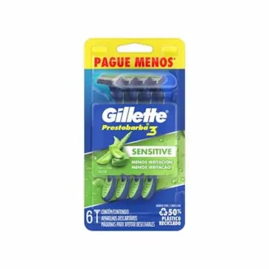 APARELHO DE BARBEAREAR GILLETTE MACH3 SENSINTIVE C/6 UND