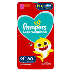 FRALDAS PAMPERS SUPERSEQUINHA SUPER G COM 60 UND