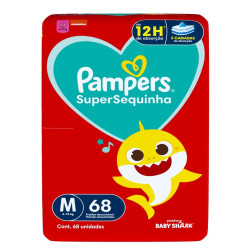 FRALDAS PAMPERS SUPERSEQUINHA SUPER M COM 68 UND