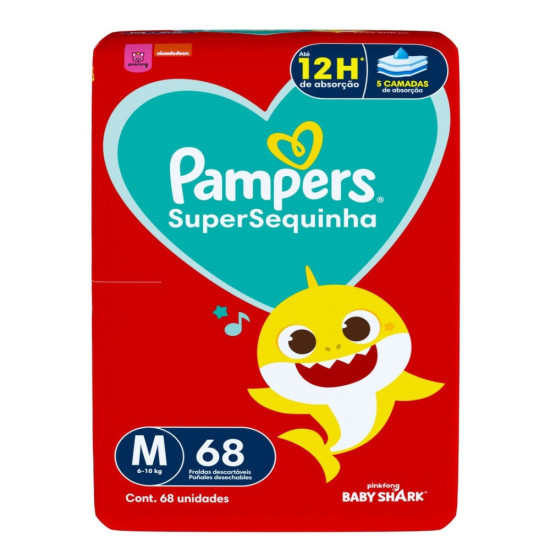 FRALDAS PAMPERS SUPERSEQUINHA SUPER M COM 68 UND