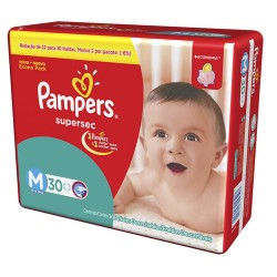 FRALDA PAMPERS SUPERSEC PACOTAO M C/30UN