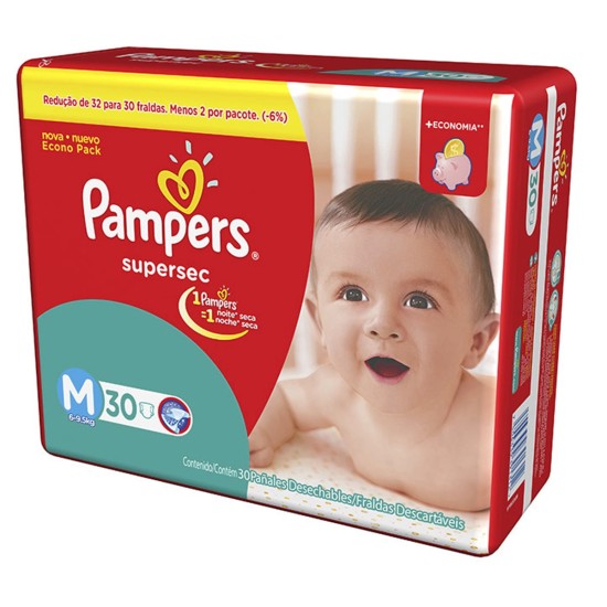 FRALDA PAMPERS SUPERSEC PACOTAO M C/30UN