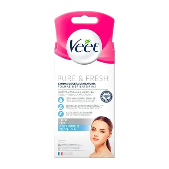 FOLHAS DEPIL VEET FACIAL PURE FLESH 12UN