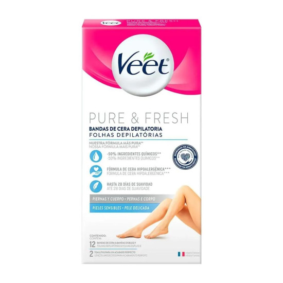 FOLHAS DEPIL CORP VEET PURE E FRESH COM 12 UNIDADES