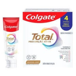 CREME DENTAL TOTAL PREVENCAO ATIVA ORIGINAL MINT COM 4UNIDADES 90G CADA