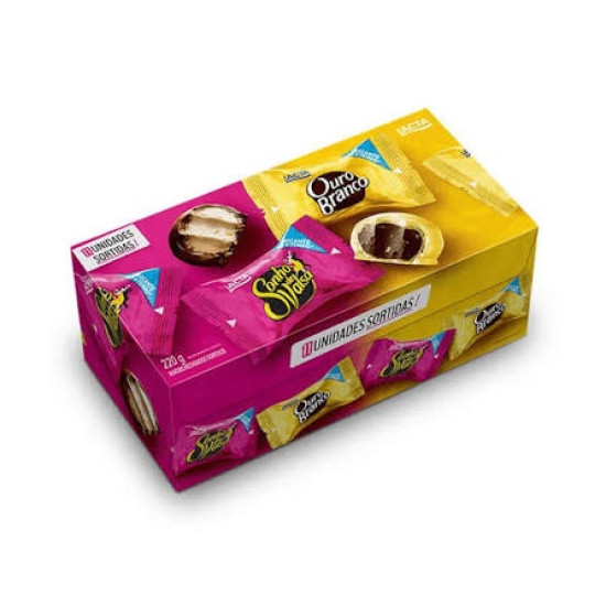 BOMBOM LACTA SONHO DE VALSA E OURO BRANCO 220G