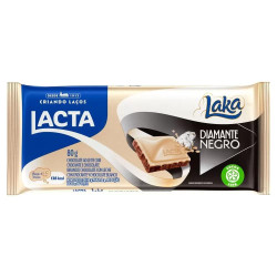CHOCOLATE LACTA BRANCO E AO LEITE DIAMANTE NEGRO LAKA 80G