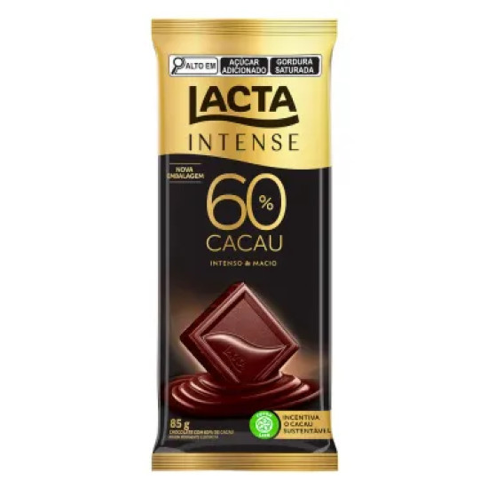 CHOCOLATE LACTA INTENSE 60% CACAU ORIGINAL 85G