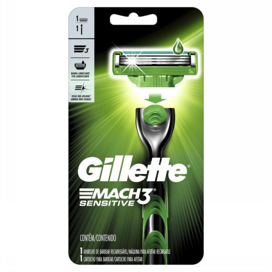 APARELHO DE BARBEAREAR GILLETTE MACH3 SENSITIVE