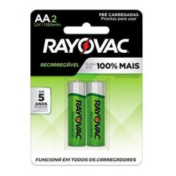 PILHA RAYOVAC RECARREGAVEL AAA COM 2 UNIDADES