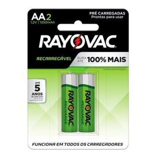 PILHA RAYOVAC RECARREGAVEL AAA COM 2 UNIDADES
