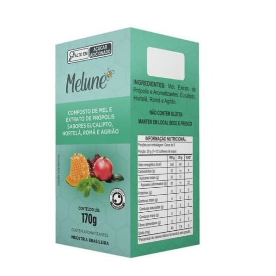 COMPOSTO MELUNE DE MEL PROPOLIS EUCALIPTO HORTELA ROMA/AGRIAO 170G