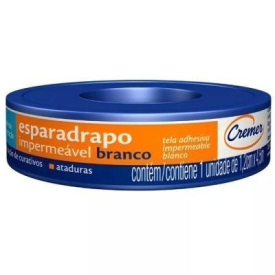 ESPARADRAPO IMPERMEAVEL CREME BRANCO 1,2 CM X 4,5 M