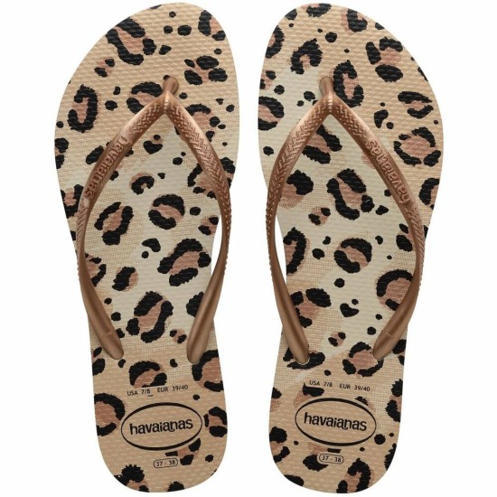 CHINELO HAVAIANA SLIM ANIMAL FLORAL BEGE/BEGE 35