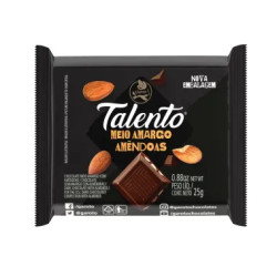 CHOCOLATE GAROTO TALENTO MEIO AMARGO COM AMENDOAS 25G