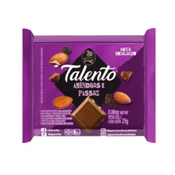 CHOCOLATE GAROTO TALENTO AMENDOAS E PASSAS 25G
