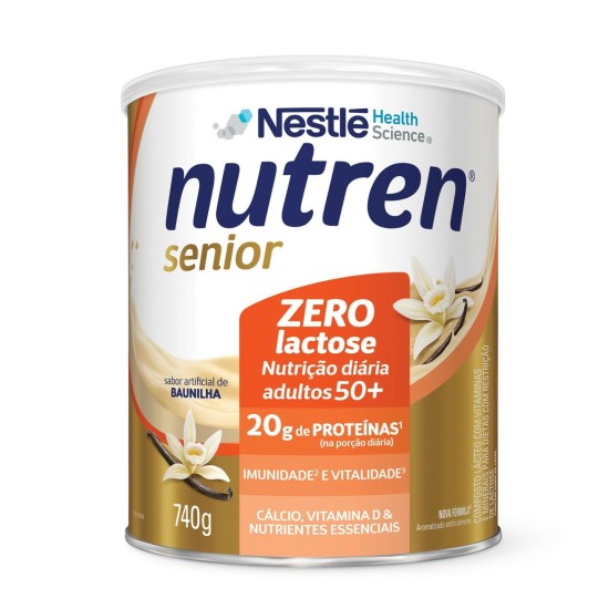 NUTREN SENIOR ZERO LACTOSE BAUNILHA 740G
