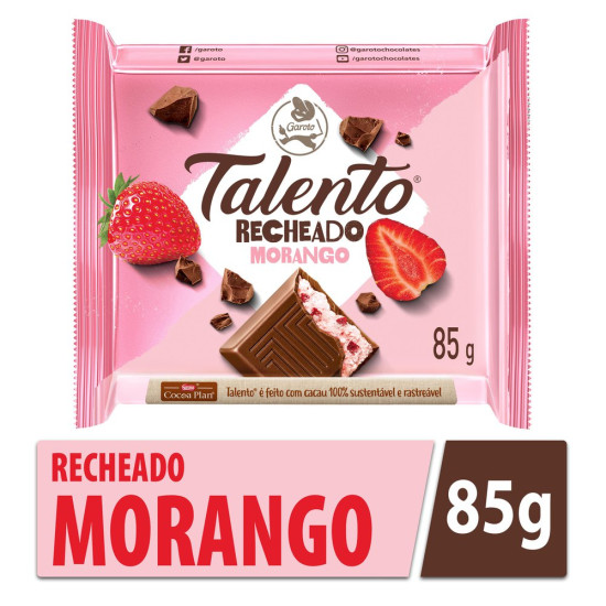 CHOCOLATE GAROTO TALENTO MORANGO 85G