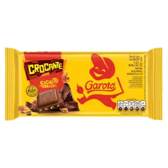 CHOCOLATE GAROTO BARRA CROCANTE AO LEITE 80G