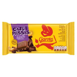 CHOCOLATE GAROTO BARRA CAJU E PASSAS 80G