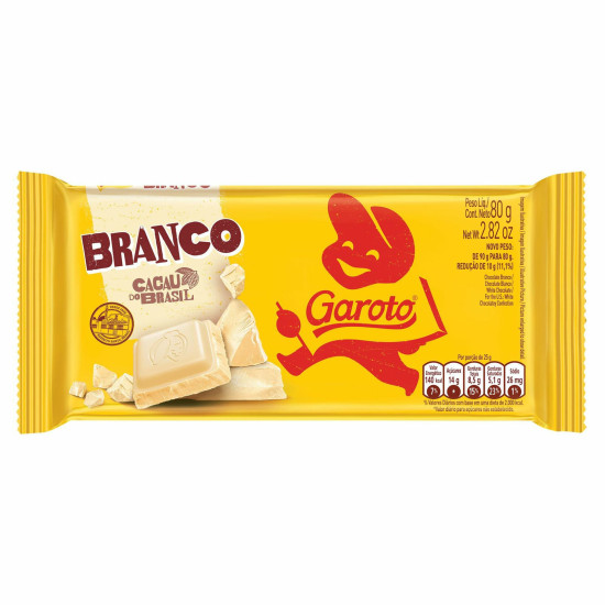 CHOCOLATE GAROTO BARRA BRANCO 80G