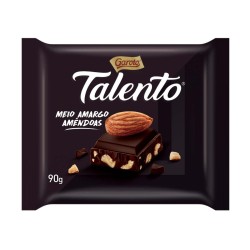 CHOCOLATE GAROTO TALENTO MEIO AMARGO C/ AMENDOAS 85G