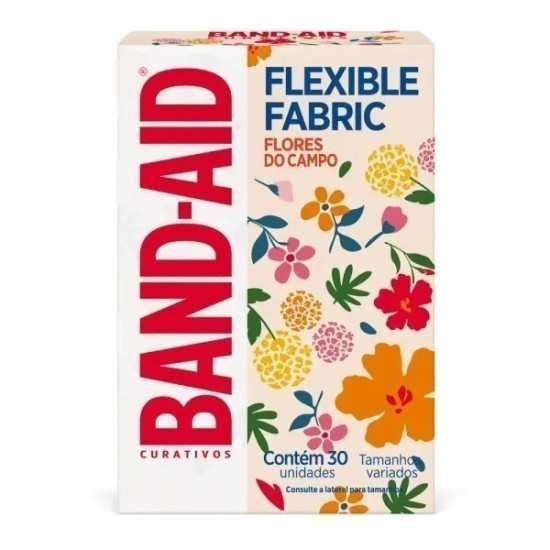 BAND AID FLEXIBLE FLORES DO CAMPO COM 30 UNIDADES