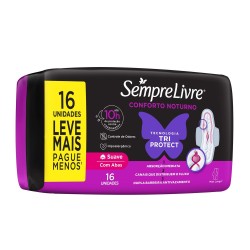 ABSORVENTE SEMPRE LIVRE ADAPT PLUS NOITE/DIA SECA SEMPRE C/ABAS LV16PG14 UND