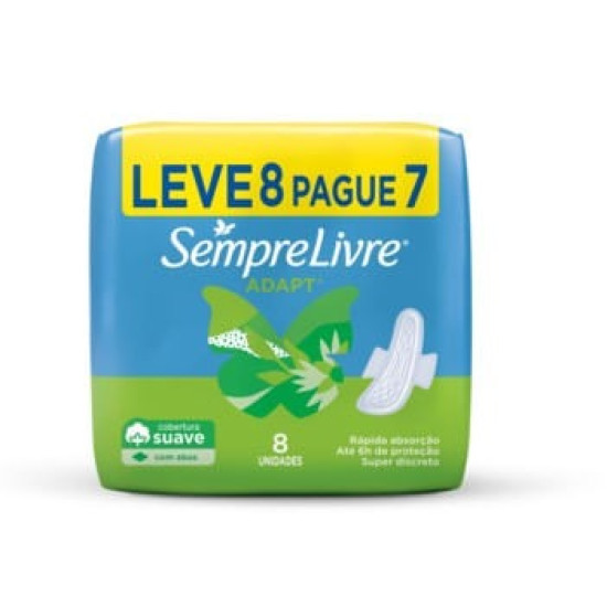 ABSORVENTE SEMPRE LIVRE ESPECIAL SUAVE COM ABAS LV8 PG7