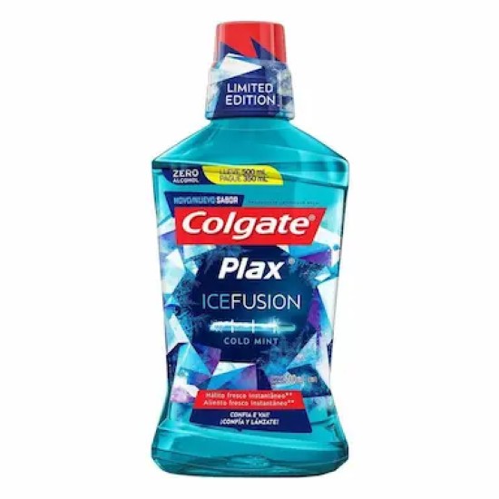 ENXAGUANTE BUCAL COLGATE PLAX ICE FUSION LV 500 PG 350ML