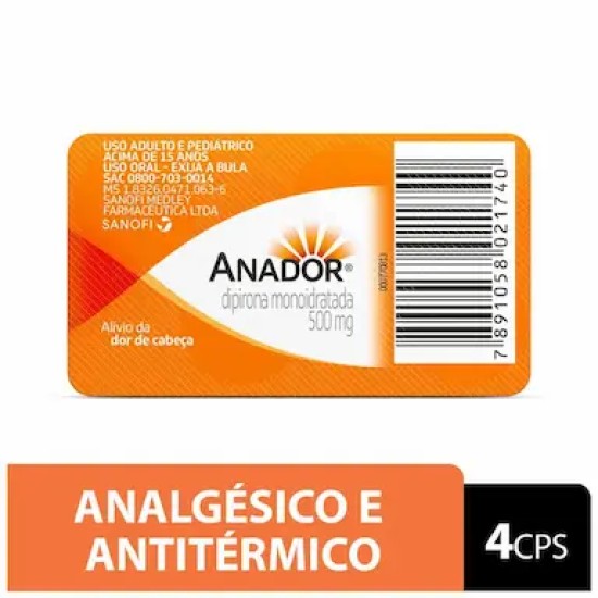 ANADOR 500MG ENV C/4 COMPRIMIDOS