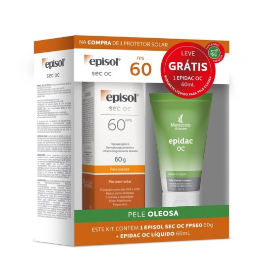 KIT PROTETOR SOLAR EPISOL SEC OC FPS60 60G+EPIDAC OC LIQUIDO 60ML