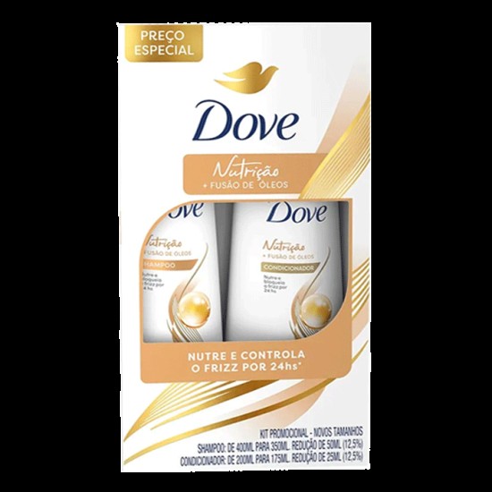KIT DOVE SHAMPOO 350ML + CONDICIONADOR 175ML NUTRICAO + FUSAO DE OLEOS