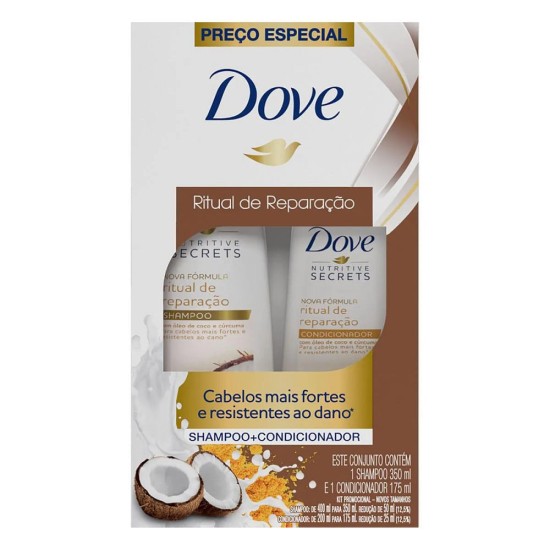 KIT DOVE SHAMPOO 350ML + CONDICIONADOR 175ML RITUAL REPARACAO