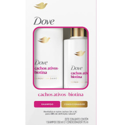 KIT DOVE SHAMPOO 350ML + CONDICIONADOR 175ML CACHOS ATIVOS+BIOTINA