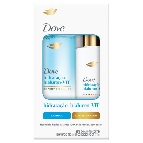 KIT DOVE SHAMPOO 350ML + CONDICIONADOR 175ML HIDRATACAO+HIALURON VIT