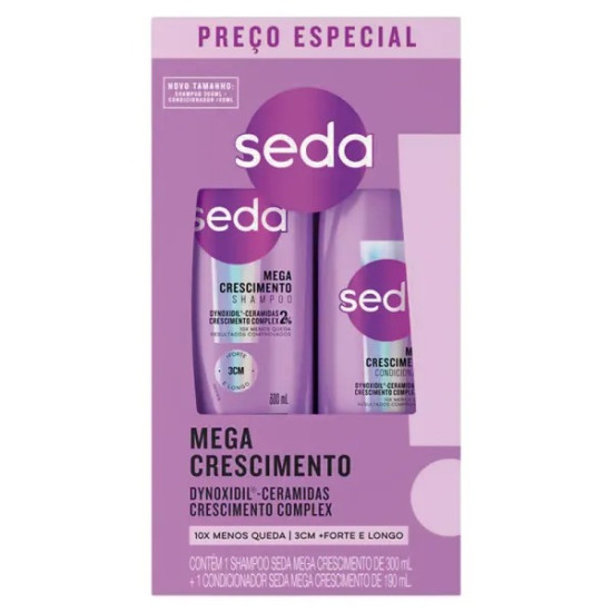 KIT SEDA SHAMPOO 300ML+CONDICIONADOR 190ML MEGA CRESCIMENTO