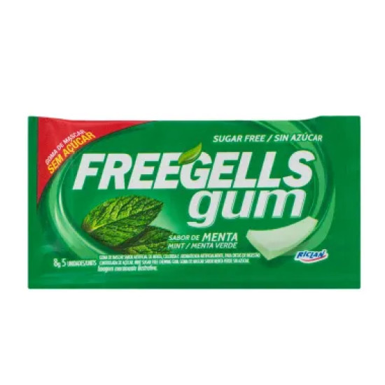 CHICLETE FREEGELLS MENTA S/ACUCAR COM 5 UND 8G