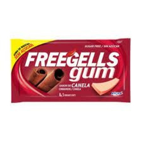 CHICLETE FREEGELLS CANELA SEM ACUCAR COM 5 UNIDADES 8G