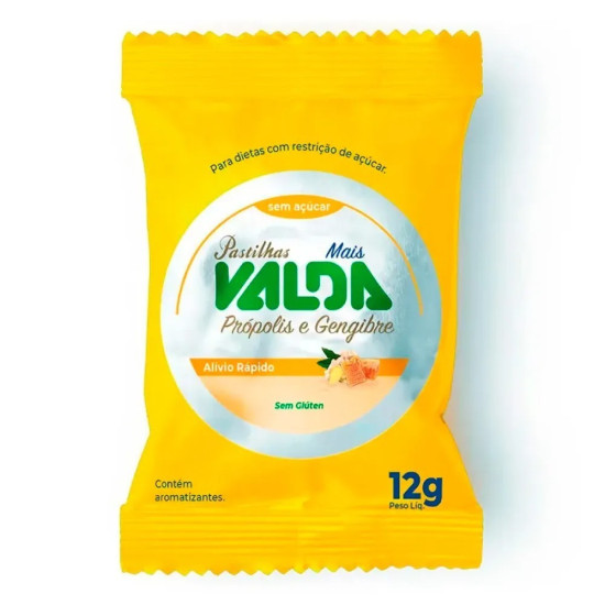 PASTILHASILHAS VALDA PROPOLIS/GENGIBRE S/ACUCAR 12G