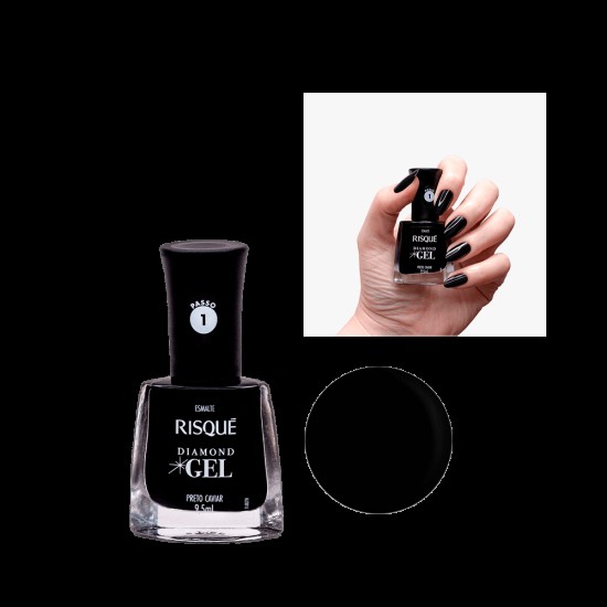 ESMALTE RISQUE DIAMOND GEL PRETO CAVIAR 9,5ML