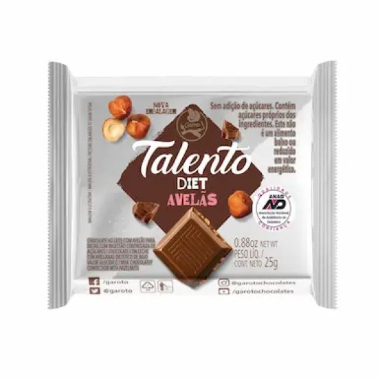 CHOCOLATE GAROTO TALENTO DIET 25G