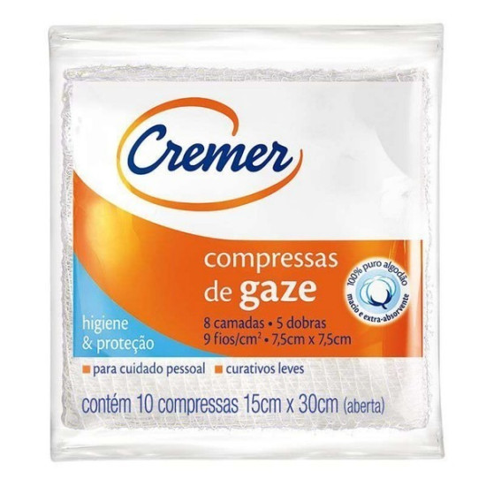 COMPRESSA DE GAZE CREME 7,5 X 7,5CM ESTERIL 11FIOS COM 10 UN