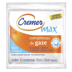 COMPRESSA DE GAZE CREMER 7,5 X 7,5CM ESTERIL 11FIOS C/10 UN