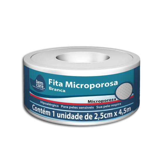 FITA MICROPOROSA BRANCA BEM CARE 2,5CM X 4,5M